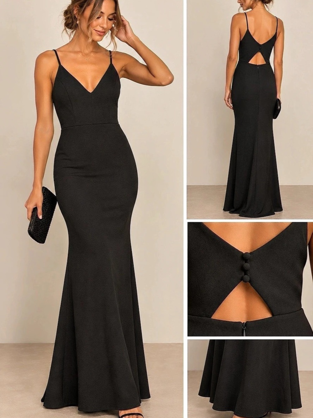 Lulus Moments Of Bliss Black Backless Mermaid Maxi Dress XS
